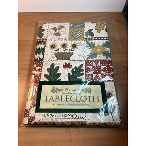 Harvest Tablecloth Flannel Backed Vinyl Country Patch Diameter ROUND